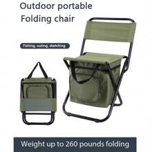 Portable Folding Camping Chair, Lightweight Backrest Stool Compact Folding Chair Seat, Outdoor Backrest Stool With Folding Backpack, Can Bear Large Weight, Suitable For Camping/Hunting/Fishing/Hiking/Travel And Other Environments - 綠色 - 查看 6