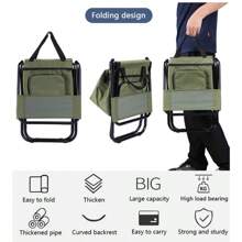 Portable Folding Camping Chair, Lightweight Backrest Stool Compact Folding Chair Seat, Outdoor Backrest Stool With Folding Backpack, Can Bear Large Weight, Suitable For Camping/Hunting/Fishing/Hiking/Travel And Other Environments - 綠色 - 查看 8