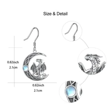 Adorables boucles d'oreilles vintage avec dragon et lune - bijoux polyvalents pour les occasions spéciales - idée de cadeau réconfortante pour les femmes, les mères, la famille et les amis - parfaits pour rehausser les tenues de Noël, Halloween, Nouvel An et la Saint-Valentin, mère, Fête des mères, cadeau