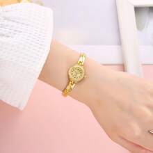 1pc Gold Bracelet Wristwatch For Women, Elegant Female Watch With Chain Link Strap, High Fashion Value, Perfect For Students And Young Women, Simple & Stylish Women's Watch