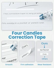 4PCS/2PCS Refillable Retractable White Out Correction Tape, Colorful Mini Aesthetic Pen Shaped Quick Dry Easy To Use Cute White Out With 4 Extra Refills For Students School Office Supplies - 彩色 - 查看 5
