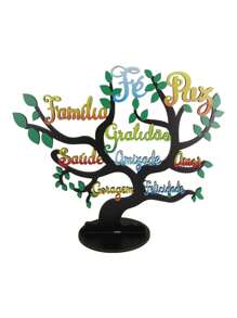 Placa Decorativa de Mesa Arvore Mensageira Mdf - Multicolorido - Visão 4