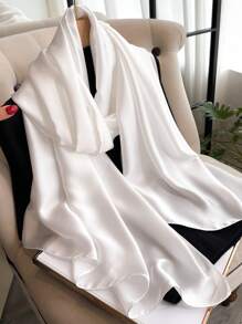 1 件纯色简约披肩女士围巾纯色围巾女士围巾配饰女士 - 白色 - 查看 1