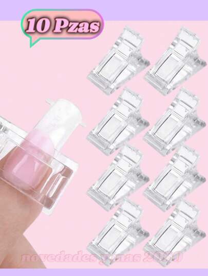 10 Pinza Clip Para Polygel Acrygel Molde Uñas Dual System