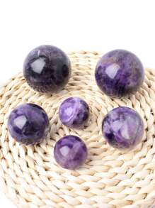 1pc Simple Natural Amethyst Crystal Ball Desktop Decorative Craft With Free Base