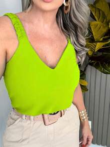 Women Tank Tops & Camis - 青檸色 - View 1