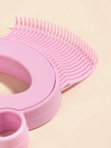 1pc Pink Plastic Pet Grooming Brush, Suitable For Cats And Dogs, For Shedding And Massage - Pink - View 5
