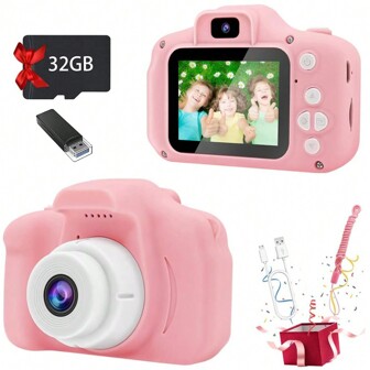 带游戏的儿童相机，1080P 儿童数码相机，彩色玩具儿童充电相机 2 英寸屏幕 13MP 带 USB 线、游戏、带 SD 卡
