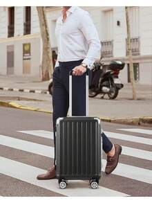 22149 LUGGEX Carry On Luggage With Aluminum Frame, 36L Polycarbonate Zipperless Luggage With Wheels, Black Hard Shell Suitcase 4 Metal Corner - Gun - View 1