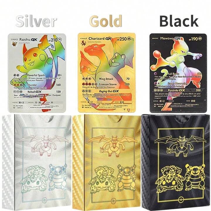 55Pcs Rainbow Card Charizard Arceus Gold Foil Silver Black