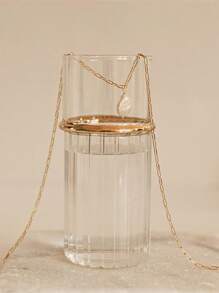 1pc Fashion Stainless Steel Y-Shaped Necklace With Asymmetrical Pearl Pendant, Freshwater Pearl Necklace