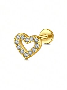 CIZME 1PC Gold Cubic Zirconia Cartilage Earrings, Lip Rings, Stud Piercing Jewelry For Cartilage/Tragus/Helix/Conch, Stainless Steel Helix Tragus Cartilage Earring For Women, 16G 20G Cartilage Earring, Helix Earrings Flat Back Cartilage Helix Conch Piercing Jewelry For Women, 16G 20G Tragus Earrings For Women, Flat Back Cartilage Earring Stainless Steel, Flat Back Stud Earrings Labret Conch Helix Cartilage Tragus Piercing Jewelry