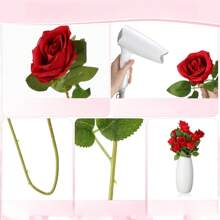 Paquete de 12 piezas de rosas de seda artificial y flores secas, hojas de follaje de plástico, rosas falsas realistas para decoración del hogar, boda, fiestas, centros de mesa, Día de San Valentín, regalo