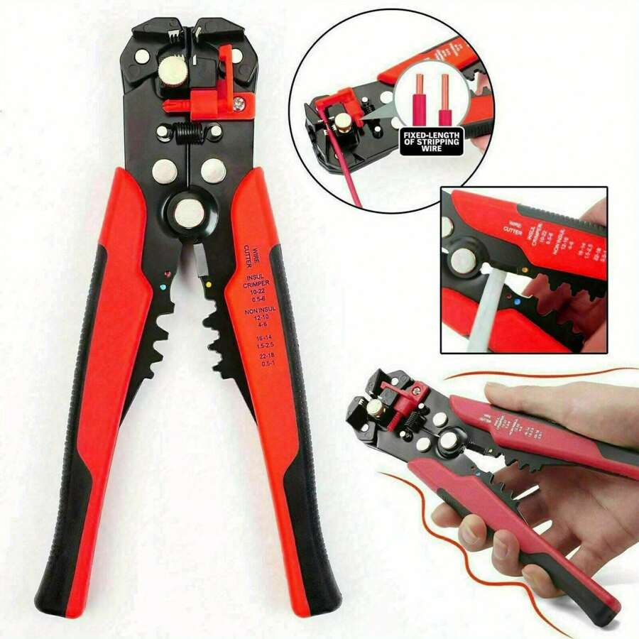 Wire Stripper Tool - Self-Adjusting Wire Stripper Cutter, Wire Crimping Tool Wire Pliers For Wire Stripping,Cutting,Crimping 10-24 AWG, Tools For Men - Đỏ - Xem 1