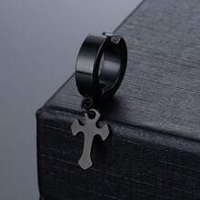 1pc Cross Stainless Steel Pendant Fake Ear Clip, For Non-Pierced, Punk Style - Earring - View 12