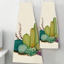 1入組3D圖案亞麻圍裙，設有花環/花籃/盒子圖案，適用於廚房烹飪及家居使用 - 彩色 - 查看 9