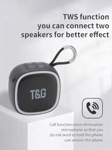 T&G TG659方形迷你無線功率揚聲器 TWS無線5.3揚聲器 Hi-Fi揚聲器，支援TF卡收音機，小巧可愛，便攜/戶外/聚會/禮物無線揚聲器 - 黑色 - 查看 2