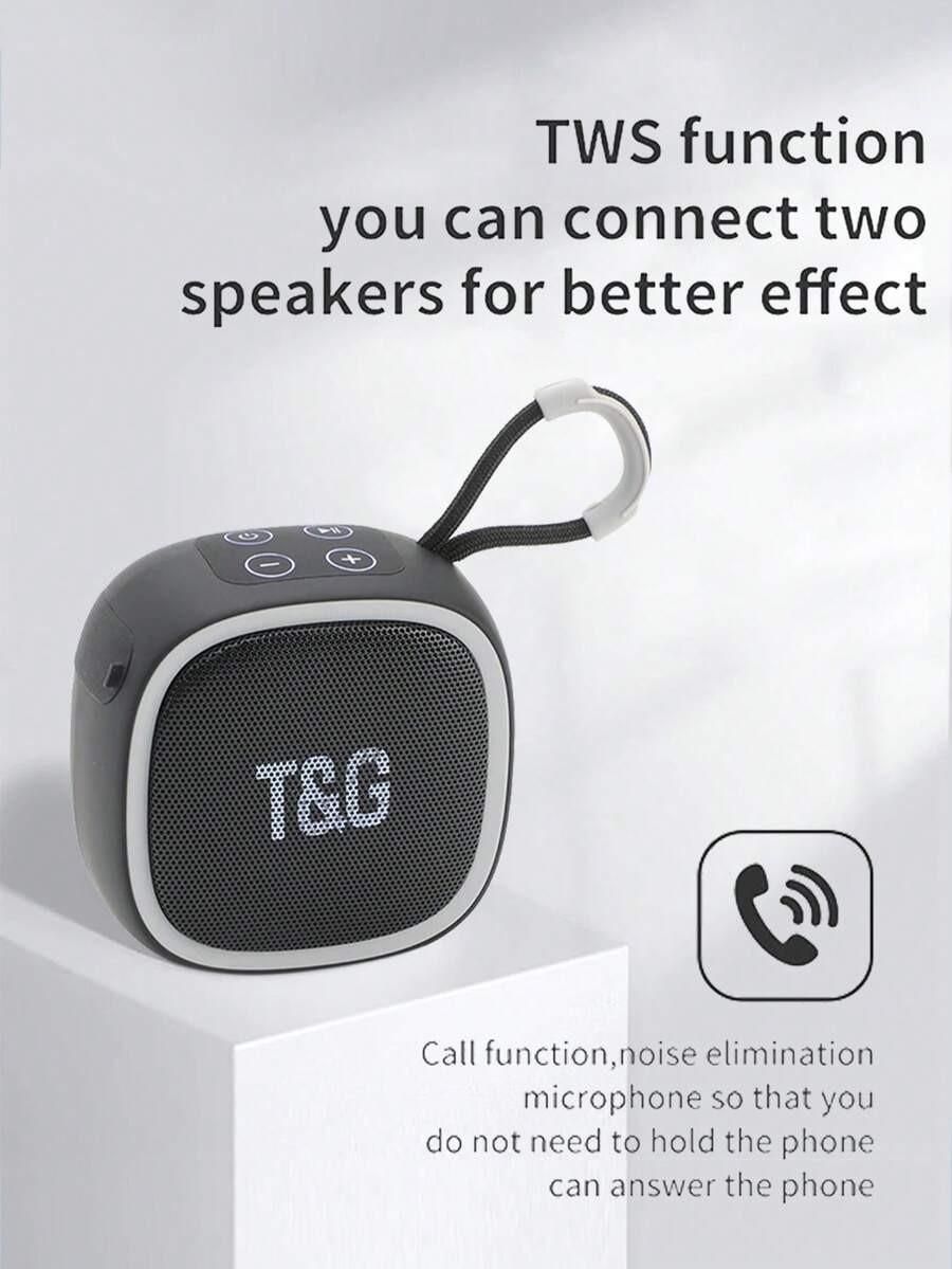 T&G TG659方形迷你無線功率揚聲器 TWS無線5.3揚聲器 Hi-Fi揚聲器，支援TF卡收音機，小巧可愛，便攜/戶外/聚會/禮物無線揚聲器