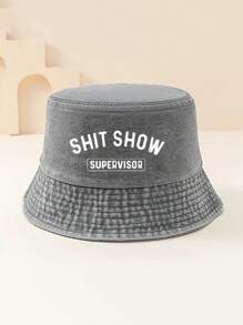 1顶春夏户外休闲遮阳帽，女士款，旅行、度假、遮阳，印花字母“SHITSHOW”，Y2K男士水洗渔夫帽，情侣款，沙滩、假日、节日 - 印刷 - 查看 3
