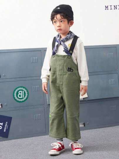 mini bala Young Boys And Girls' Workwear Style Straight Suspender Pants