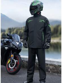 时尚雨衣两件套，成人加厚全身雨衣+雨裤套装，耐磨防暴雨衣，男女通用雨披。可拆卸式设计，防水雨衣。男女通用防水防风雨衣，适合户外活动，透气网眼面料，骑行、旅行、登山等场合穿着，带帽透气雨衣。