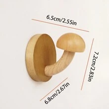 1pc Creative Wooden Mushroom Coat Hook No-Drill Solid Wood Coat Hook Nordic Log Coat Hanger Door Rear Object Hook - Multicolor - View 3