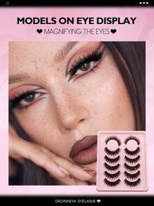 GROINNEYA 6 Pares de pestañas postizas con diseño de ojo de gato enmangue, pestañas postizas de visón sintético con diseño de ojo de zorro, pestañas naturales falsas completas, herramientas de maquillaje esenciales para viajes y cosplay (8-11) - Negro - Ver 4