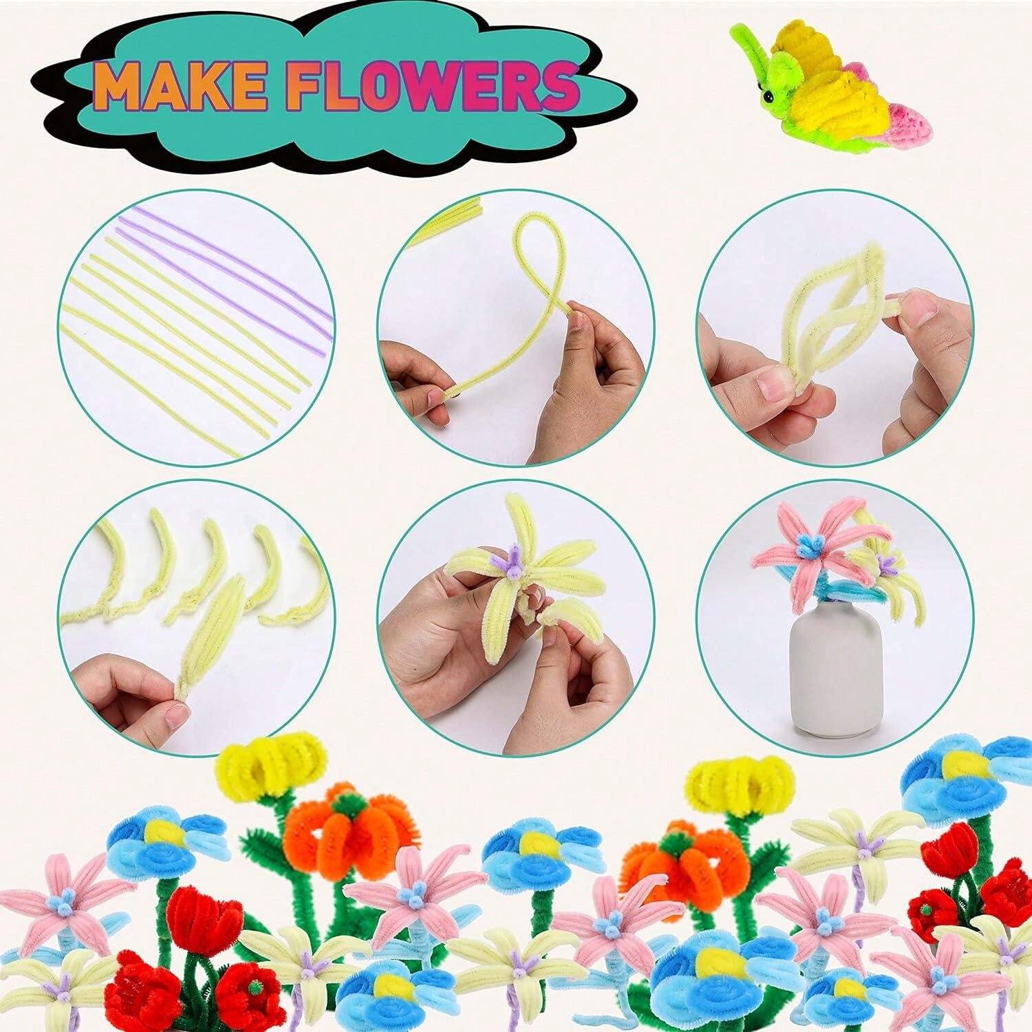 100 Fils Chenille Vert Foncé 30 Cm - Pour DIY, Bricolage, Créations Manuelles - Idéal Pour Enfants