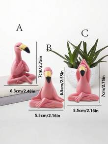 3pcs Mini Yoga Flamingo Statue - Small Gift Whimsical Kawaii Pink Flamingo Table Decor, Set Of 3 Fairy Garden Lawn Statue, Flamingo Gift For Women/Mom/Grandma/Girls - Multicolor - View 7