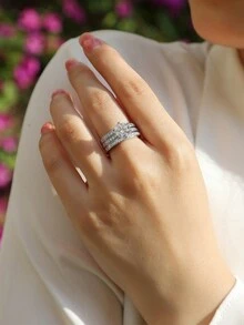 1 Nhẫn Moissanite Nhẫn cưới nữ bạc 925, thích hợp cho tiệc, tiệc tùng, dịp chính thức, lễ hội, ngày lễ tình nhân, cầu hôn, đính hôn, quà cưới, quà tặng kỷ niệm, quà tặng sinh nhật, kèm giấy chứng nhận - 2 cara - Xem 4