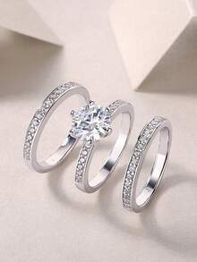 1 Nhẫn Moissanite Nhẫn cưới nữ bạc 925, thích hợp cho tiệc, tiệc tùng, dịp chính thức, lễ hội, ngày lễ tình nhân, cầu hôn, đính hôn, quà cưới, quà tặng kỷ niệm, quà tặng sinh nhật, kèm giấy chứng nhận - 2 cara - Xem 8