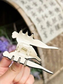 OUSEON 创意发爪夹，简约大号蜻蜓发夹发饰，可爱昆虫图案爪夹，适合女士/女孩，米色 - 黑與白 - 查看 6