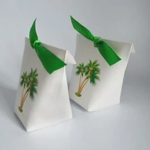 10pcs Saudi Arabia National Day Design Palm Tree Pattern Gift Box, 6x6x10cm, Ideal For Saudi National Day, Perfect For Candy, Chocolate, Cookies - White - View 5