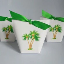 10pcs Saudi Arabia National Day Design Palm Tree Pattern Gift Box, 6x6x10cm, Ideal For Saudi National Day, Perfect For Candy, Chocolate, Cookies - White - View 7
