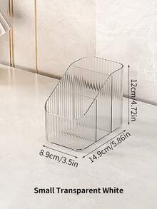 1pc Thick Transparent Compartment Storage Box, Desktop Organizer For Cosmetics, Lipstick, Makeup Brushes And Pens - Multicolor - View 11