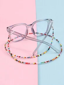 1 Kính Mắt Unisex Gọng Vuông Có Dây Đeo Đính Hạt Nhiều Màu Cho Trẻ Em, Hình Dạng Lõm Không Cần Toa, Hoàn Hảo Cho Các Bữa Tiệc, Kỳ Nghỉ Hoặc Chụp Ảnh Du Lịch - Xám - Xem 2