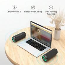 MLOVE E6-L Outdoor Bluetooth Speaker With One-Touch BassUp, IPX7 Waterproof,Micro SD Card,AUX-In Plug,37H Playtime,RGB Light - Black - View 7