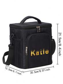 1pc Customized Shoulder Lunch Bag Large Capacity Name Custom In 4 Fonts Lunch Insulated Box Crossbody Cooler Handbags Crossbody Bag Personal Tailor Organizer Thermal Shoulder Bag Canvas Food Tote Bag Insulating Lunch Box Bag For Office For Work Camping Picnic Bag Fridge Bag
