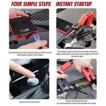 20000mAh Jump Starter Power Pack, Car Battery Booster Jump Starter And Jump Pack For 12V Vehicles, Motorcycle, Jump Starter With LED Screen & Flashlight For Up To 5.0L Gas, 2.0L Other - Black Red - View 4