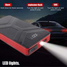 20000mAh Jump Starter Power Pack, Car Battery Booster Jump Starter And Jump Pack For 12V Vehicles, Motorcycle, Jump Starter With LED Screen & Flashlight For Up To 5.0L Gas, 2.0L Other - Black Red - View 2