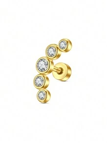 CIZME 1PC Gold Cubic Zirconia Cartilage Earrings, Lip Rings, Stud Piercing Jewelry For Cartilage/Tragus/Helix/Conch, Stainless Steel Helix Tragus Cartilage Earring For Women, 16G 20G Cartilage Earring, Helix Earrings Flat Back Cartilage Helix Conch Piercing Jewelry For Women, 16G 20G Tragus Earrings For Women, Flat Back Cartilage Earring Stainless Steel, Flat Back Stud Earrings Labret Conch Helix Cartilage Tragus Piercing Jewelry