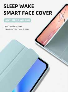 1 funda protectora plegable de 3 pliegues de color blanco hielo ajustable para bolígrafo y soporte para tableta, compatible con iPad Mini4/Mini5/Mini6/Mini7/9.7/10.2/10.5/Air4/Air5/10.9/Pro11/10th/12.9/iPad Air 11-pulgadas(M2)-2024/iPad Air 13(M3 2025)/iPad Air 11-pulgadas (M3) 2025/iPad (A16) 11 pulgadas 11th Generation 2025