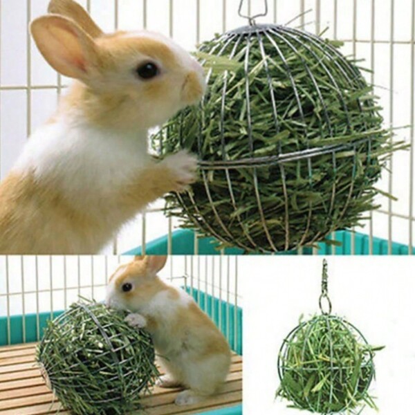 Pet Rabbit Boredom Relief Grass Ball, Hanging Feeder Rack For Feeding Grass, Guinea Pig Stainless Steel Plated Grass Ball Toy