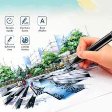 Marcadores Doble Punta Plumones Punta Pincel Kit 120 Colores - Multicolor - Ver 10