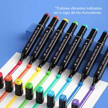 Marcadores Doble Punta Plumones Punta Pincel Kit 120 Colores - Multicolor - Ver 9