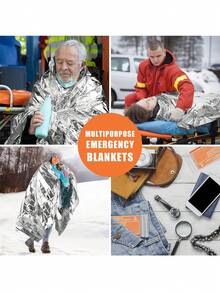 4入組緊急保暖毯，140*210公分(55*82.7英寸)，求生裝備露營毯，適用於戶外、健行、求生、馬拉松或急救 - 銀色 - 查看 7