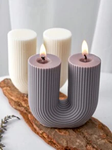 1 pièce Moule de bougie en forme de U cylindrique rayé