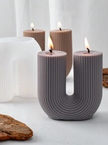 1 pièce Moule de bougie en forme de U cylindrique rayé