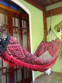 Rede De Dormir Descanso Casal Indiana Gigante Reforçada Estampas variadas - Vermelho - Visão 1