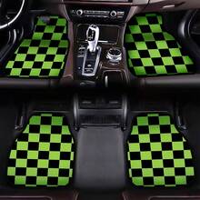 1pc Crystal Velvet Checkered Car Floor Mat, Non-Slip, Wear-Resistant, Universal Fit - Green - View 8